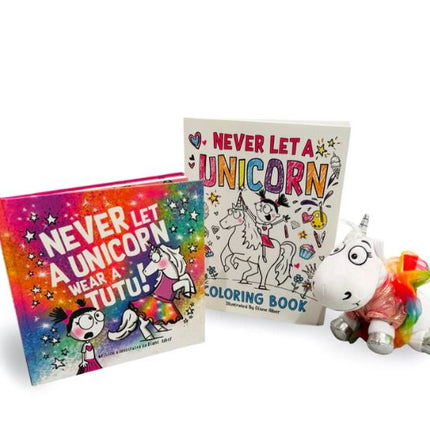 Unicorn Tutu Hardcover Book, Plush and Coloring Book BUNDLE