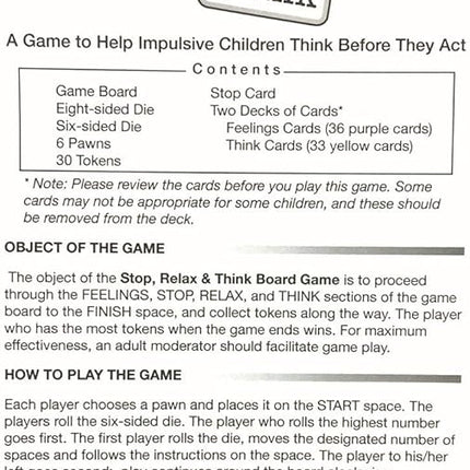 Stop, Relax and Think Board Game