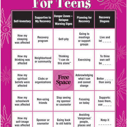 Recovery Bingo Game for Teens