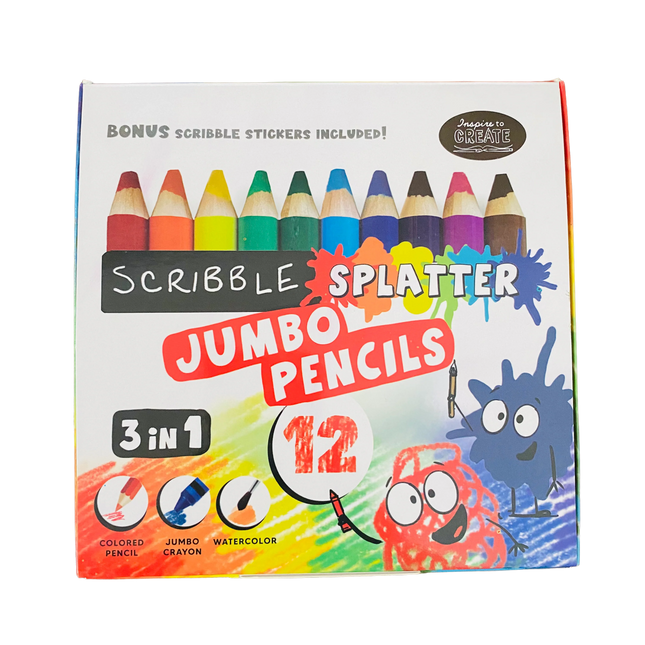 Jumbo Colored Pencils 3-in-1 Scribble Splatter