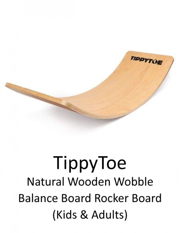 Tippy Toe Natural Wooden Wobble Balance Board Kids/Adults