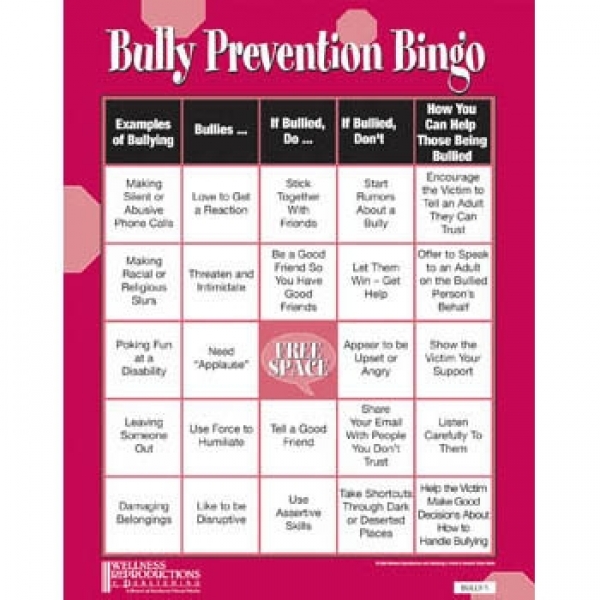 Bully Prevention Bingo Teen Version